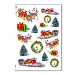 CHRISTMAS-0017. Carta di riso Natale per decoupage.