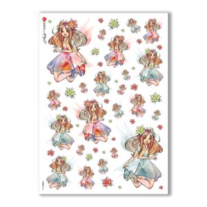 FAIRIES-0015. Carta di riso fate per decoupage.