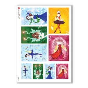 FAIRIES-0017. Carta di riso fate per decoupage.