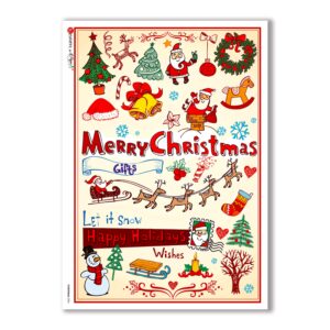 CHRISTMAS-0034. Carta di riso Natale per decoupage.