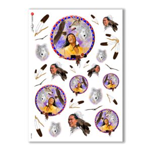 FOLK-0005. Carta di riso etniche per decoupage.