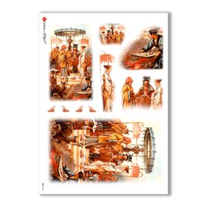 FOLK-0066. Carta di riso etniche per decoupage.
