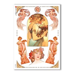 NOUVEAU-0002. Carta di riso art nouveau per decoupage.