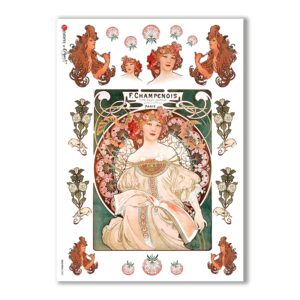 NOUVEAU-0003. Carta di riso art nouveau per decoupage.