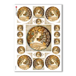 NOUVEAU-0004. Carta di riso art nouveau per decoupage.