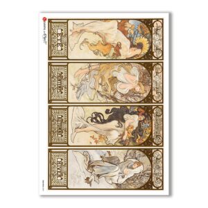 NOUVEAU-0005. Carta di riso art nouveau per decoupage.