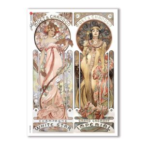NOUVEAU-0007. Carta di riso art nouveau per decoupage.