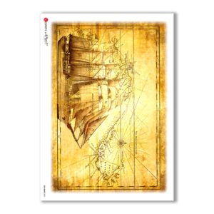 OLD-MAPS-0002. Carta di riso mappe antiche per decoupage.