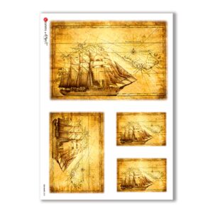 OLD-MAPS-0003. Carta di riso mappe antiche per decoupage.