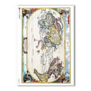 OLD-MAPS-0006. Carta di riso mappe antiche per decoupage.