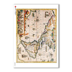 OLD-MAPS-0008. Carta di riso mappe antiche per decoupage.