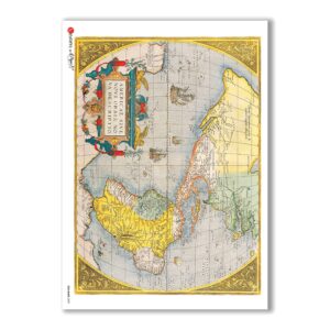 OLD-MAPS-0009. Carta di riso mappe antiche per decoupage.