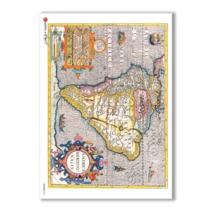 OLD-MAPS-0010. Carta di riso mappe antiche per decoupage.