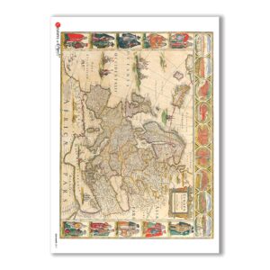 OLD-MAPS-0011. Carta di riso mappe antiche per decoupage.