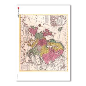 OLD-MAPS-0012. Carta di riso mappe antiche per decoupage.