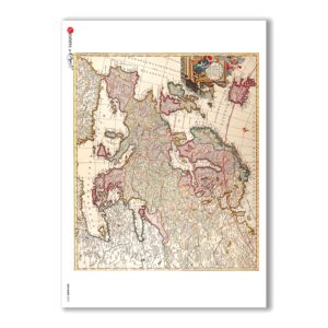 OLD-MAPS-0013. Carta di riso mappe antiche per decoupage.