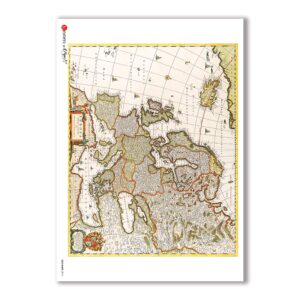 OLD-MAPS-0014. Carta di riso mappe antiche per decoupage.