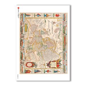 OLD-MAPS-0015. Carta di riso mappe antiche per decoupage.
