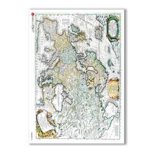 OLD-MAPS-0016. Carta di riso mappe antiche per decoupage.