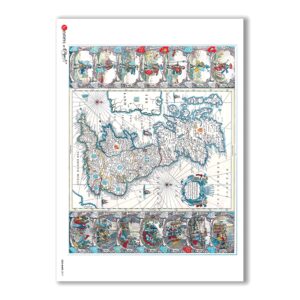 OLD-MAPS-0017. Carta di riso mappe antiche per decoupage.