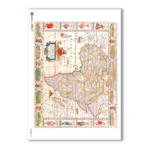 OLD-MAPS-0019. Carta di riso mappe antiche per decoupage.