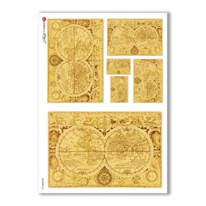 OLD-MAPS-0022. Carta di riso mappe antiche per decoupage.
