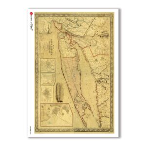 OLD-MAPS-0024. Carta di riso mappe antiche per decoupage.
