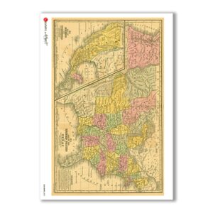 OLD-MAPS-0025. Carta di riso mappe antiche per decoupage.
