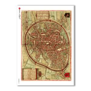 OLD-MAPS-0027. Carta di riso mappe antiche per decoupage.