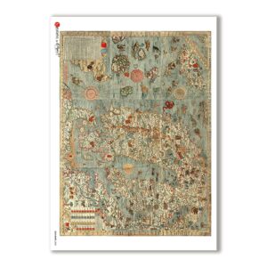 OLD-MAPS-0030. Carta di riso mappe antiche per decoupage.
