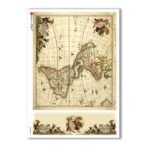 OLD-MAPS-0031. Carta di riso mappe antiche per decoupage.