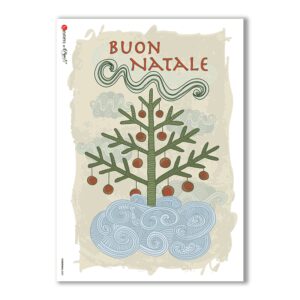 CHRISTMAS-0083. Carta di riso Natale per decoupage.