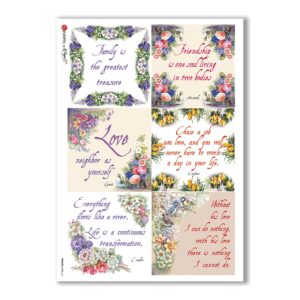 PHRASES-0006. Carta di riso frasi per decoupage.