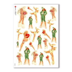 PINUP-0004. Carta di riso pin-up per decoupage.