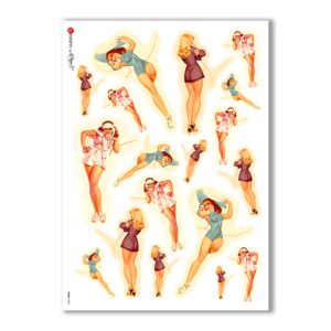 PINUP-0005. Carta di riso pin-up per decoupage.