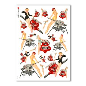 PINUP-0008. Carta di riso pin-up per decoupage.