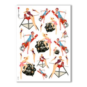 PINUP-0009. Carta di riso pin-up per decoupage.