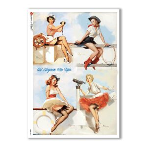 PINUP-0013. Carta di riso pin-up per decoupage.
