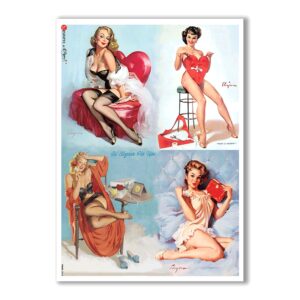 PINUP-0014. Carta di riso pin-up per decoupage.