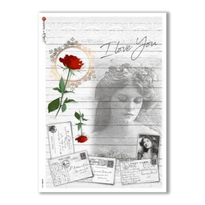 SHABBY-0001. Carta di riso shabby per decoupage.