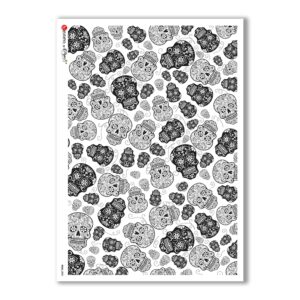 SKULL-0003. Carta di riso teschi per decoupage.