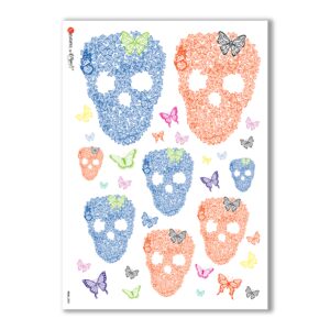SKULL-0005. Carta di riso teschi per decoupage.