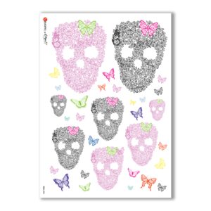 SKULL-0006. Carta di riso teschi per decoupage.