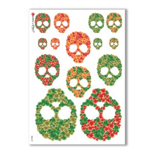 SKULL-0007. Carta di riso teschi per decoupage.