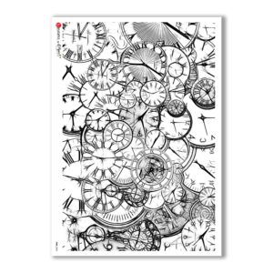 TIME-0003. Carta di riso orologi per decoupage.
