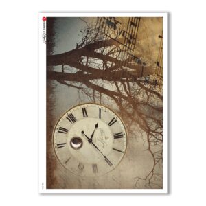 TIME-0006. Carta di riso orologi per decoupage.