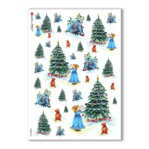 CHRISTMAS-0097. Carta di riso Natale per decoupage.