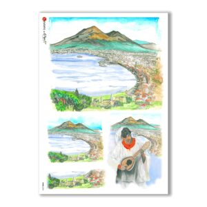 VIEWS-0005. Carta di riso paesaggi per decoupage.