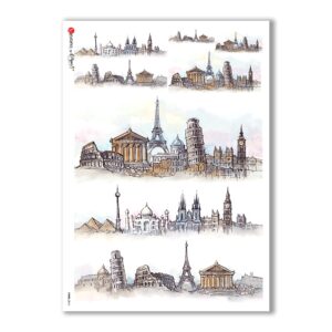 VIEWS-0016. Carta di riso paesaggi per decoupage.
