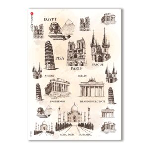 VIEWS-0018. Carta di riso paesaggi per decoupage.
